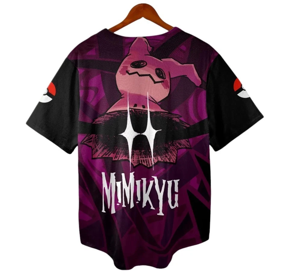 Mimikyu Baseball Jersey Shirt, Unisex Anime Graphic Jersey