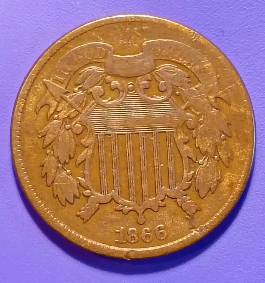 4-Coin Lot- 1866 2 Cent- 1891 Indian Head- 1924S Wheat- 1984S Proof - Image 3 of 4