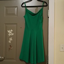 Green A-Line Sundress Cowl Neck Strappy Sleeveless Short Women's Dress
