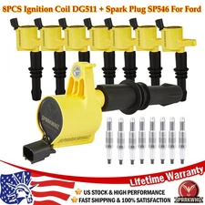 8 Pack Ignition Coils and Spark Plugs For Ford F-150 4.6/5.4L V8 2005-2008 DG511