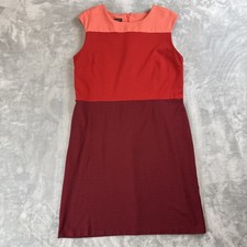 Talbots Women's Size 14 Sleeveless Colorblock Dress Red Pink Knee Length