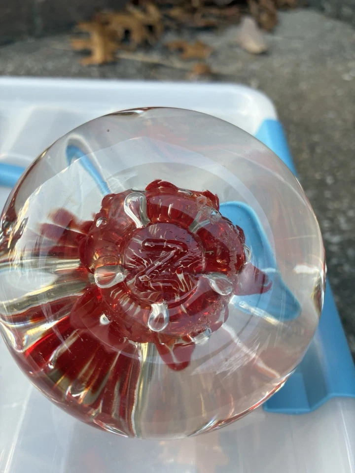 Zimmerman Art Glass Paper Weight Signed and Dated Red - Image 3 of 4