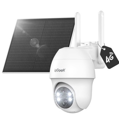 ieGeek 4G LTE Überwachungskamera Aussen Solar Mit SIM Karte 2K HD 3MP PTZ Kabell
