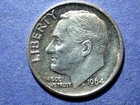 1964 Roosevelt Dime  Borderline Uncirculated details