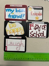 Lot 5 Sizzix Sizzlits die cuts PHRASES best friend, happy, laugh, 1st day school