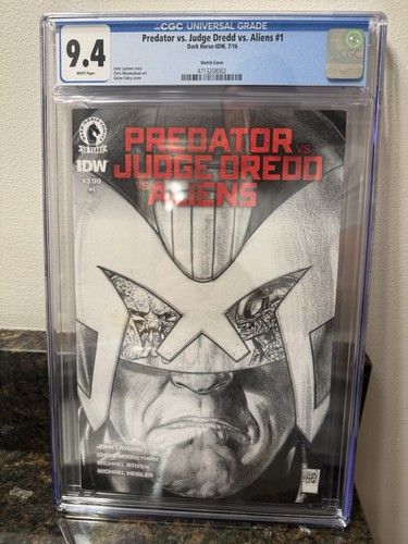 Predator Vs Judge Dredd Vs Aliens #1 2016 Fabry Sketch Cover CGC 9.4 WP