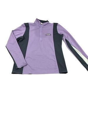 Vtg HIND Brand Made USA Women s M Lavender Black 1/4 Zip Pullover Athletic Top