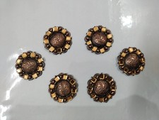 Set Of 6x1 Antique Round With Square Stones Conchos For Western Horse Saddle F/S