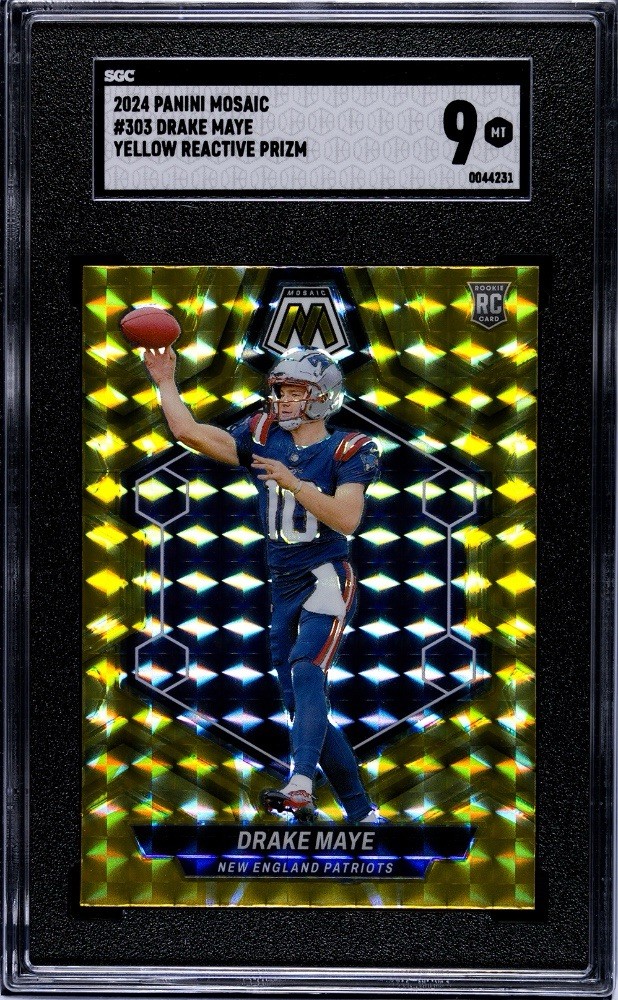 2024 Panini Mosaic - Rookies Drake Maye #303 Reactive Yellow Mosaic Prizm (RC)