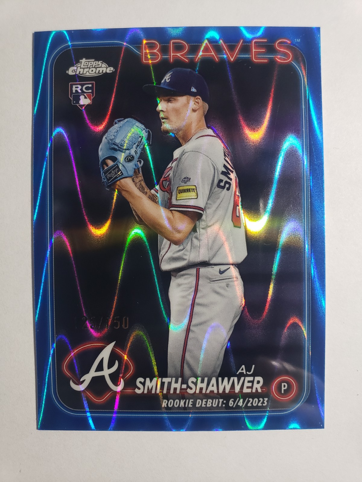 2024 Topps Chrome Update AJ Smith Shawver Blue Raywave Rookie Debut /150 USC87