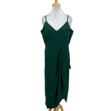 Lulus Dress Women XL Extra Large Forest Reinette Tulip Hem Adjustable Strap Midi