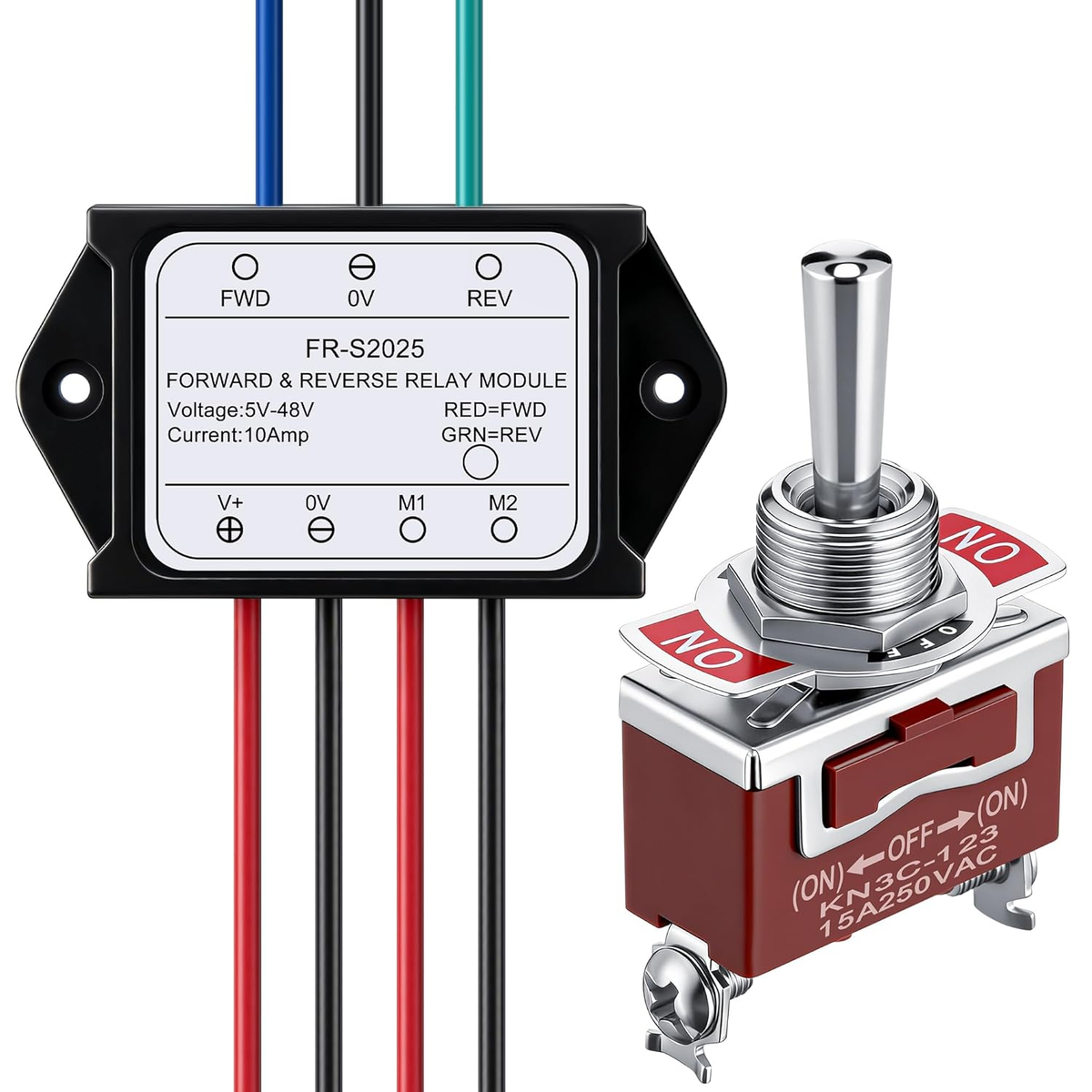 12V Forward Reverse Relay Module, Momentary Toggle Switch, 3 Way