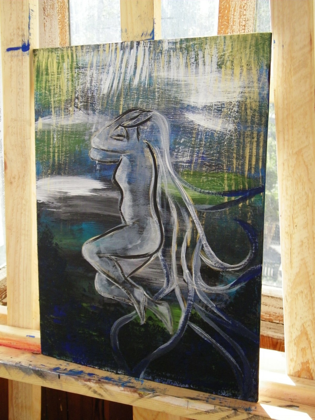 Nature-Inspired Fantasy Art - Original Abstract Woman, 16x12, Acrylic Painting