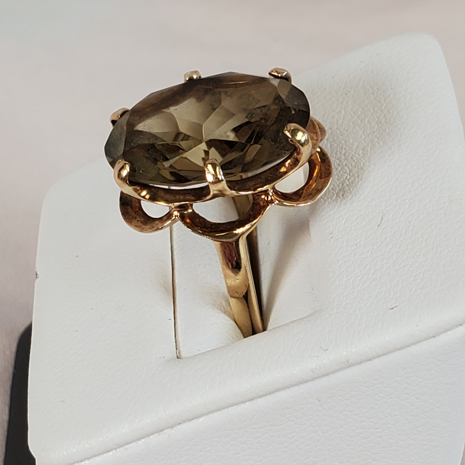14K Smoky Quartz Ring, Oversized, Estate Yellow Gold … - Gem