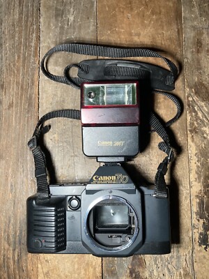 Canon T70 35mm Film SLR Camera Body With FLASH No Lens Tested | eBay