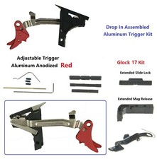 Lower Part Kit Al Red Adj Trigger, Extended Release  Slide Lock Fits Glock 17