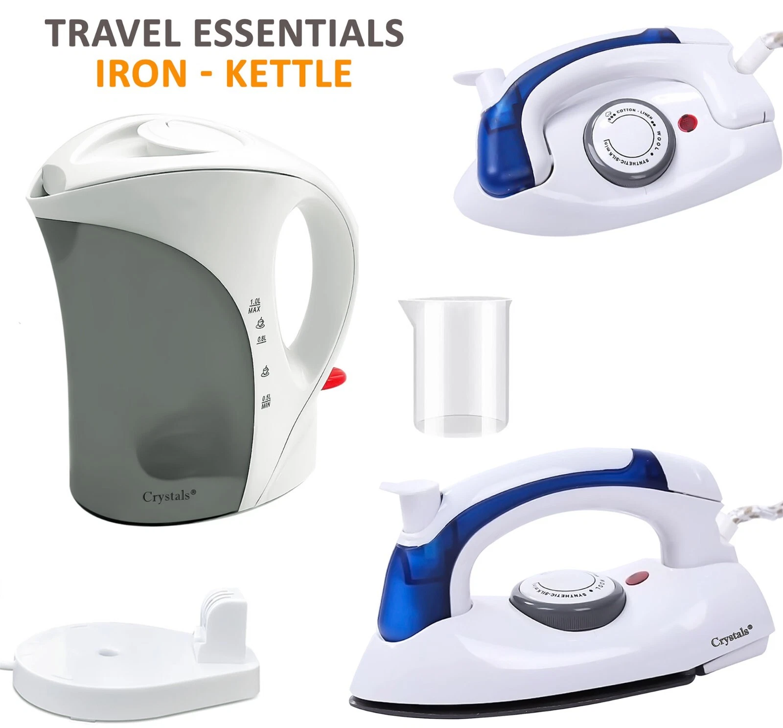 Travel Kettle Portable Electric 1L Camping Kitchen Hotel Jug Holiday Travel Iron