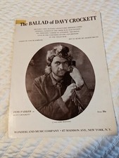 THE BALLAD OF DAVY CROCKETT Sheet Music Vintage 1954 Song Disney Guitar Piano