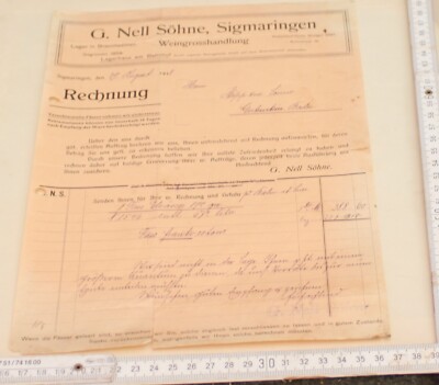 rechnung antik g nell söhne wein gross handlung sigmaringen alt 1918 top deko