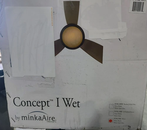 Minka  F476L-WH Concept I Wet White 52" Outdoor Ceiling Fan Wall Control NEW - Picture 11 of 12