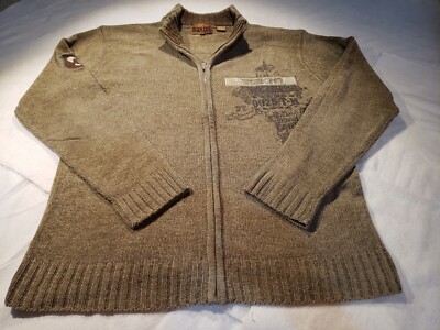 る〜か　ブラウン Vintage Maxini Men's Tan 100% Acrylic Chenille Zip-Up Sweater Size