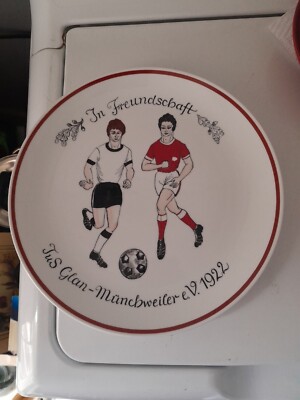 Commemorative Soccer Fussbol Plate Germany, Tus Glan-Munchweiler 1922 XLarge 12''