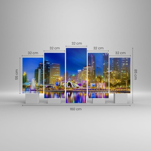 Wandbilder 160x85cm 5 tlg Leinwandbild Asien bangkok gebäude stadt XXL Bilder - Bild 3 von 10