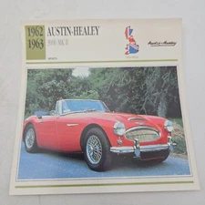 1962 1963 Austin Healey 3000 MK II Sport Classic Cars Collectors Club Card VTG