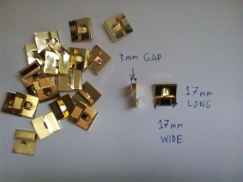 10 x Brass Plated Single Clip Saw Tooth Over Hangers 3 mm Board Picture Frame - Picture 2 of 3