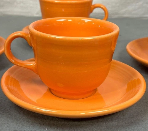 Fiestaware Tangerine Orange Cup & Saucer Homer Laughlin China Company HLC  USA