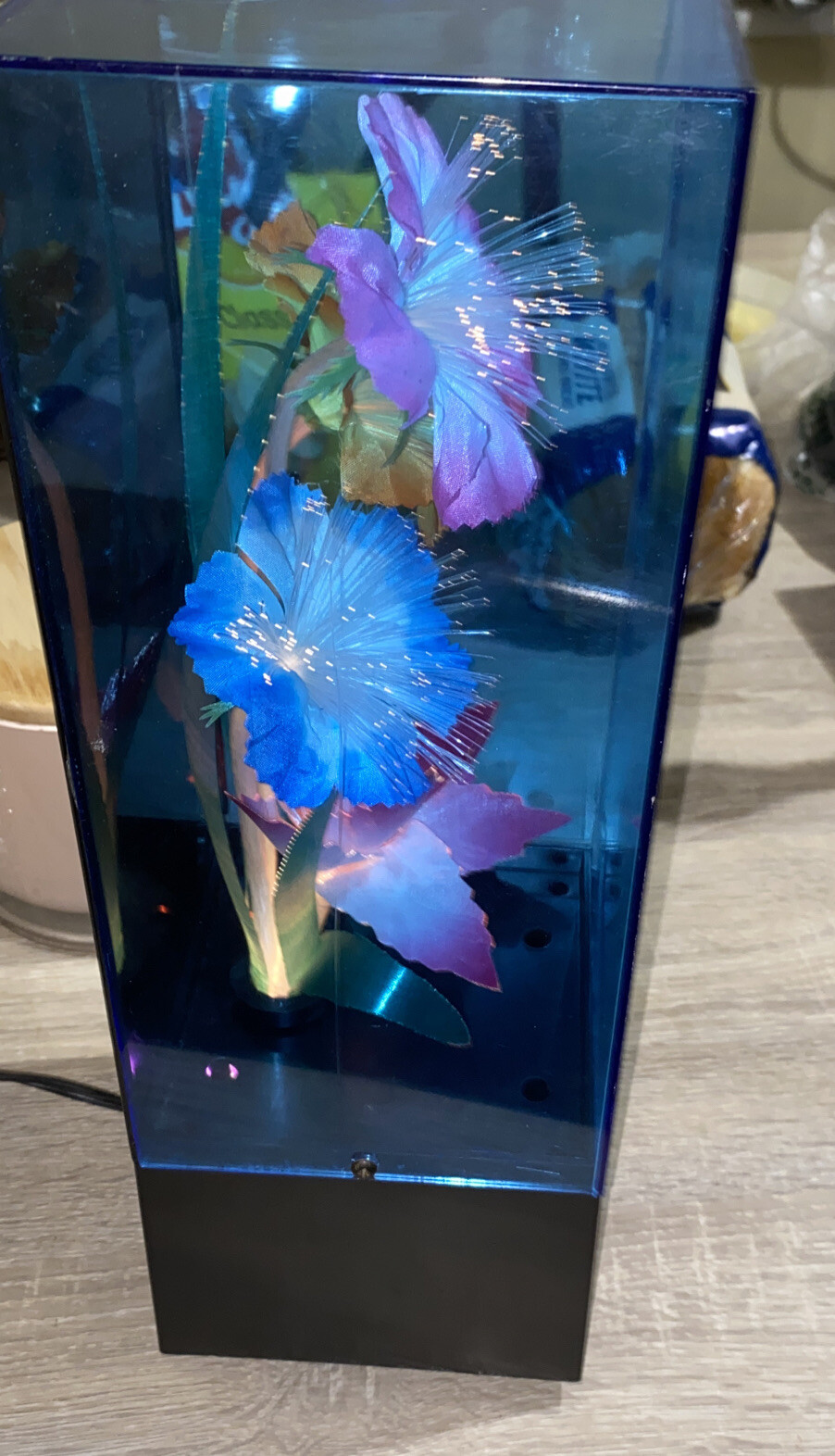 Vintage Fiber Optic Flower Lamp & Music Box Color Changing Light 1988