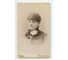 CDV STUDIO PORTRAIT LADY W/  HAT FROM WATERVILLE, ME, BY VOSE