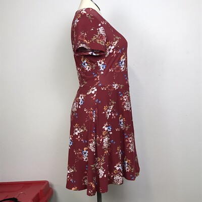 Rue21 Asymmetric Dress Women's Size 1X Color Burgundy Floral Pullover  V-Neck | eBay