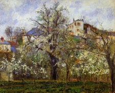 Camille Pissarro Vegetable Garden with Trees in Blossom Print on Canvas 8x10 Art