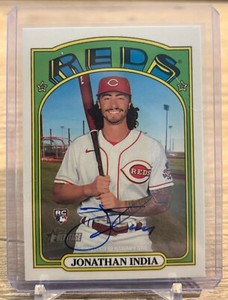 2021 Topps Heritage Jonathan India RC Rookie Real One Auto Reds