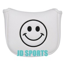 White Leather Golf Square Mallet Center Shaft Putter Head Cover Magnetic Closure