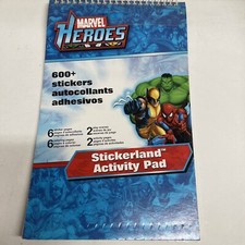 Marvel Heroes Stickerland Activity Pad Coloring Stickers Play Scenes NEW