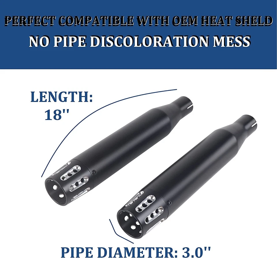 Black 3" Slip on Mufflers Exhaust for Harley 2014-2022 Sportster XL 883/1200 - Image 2 of 4