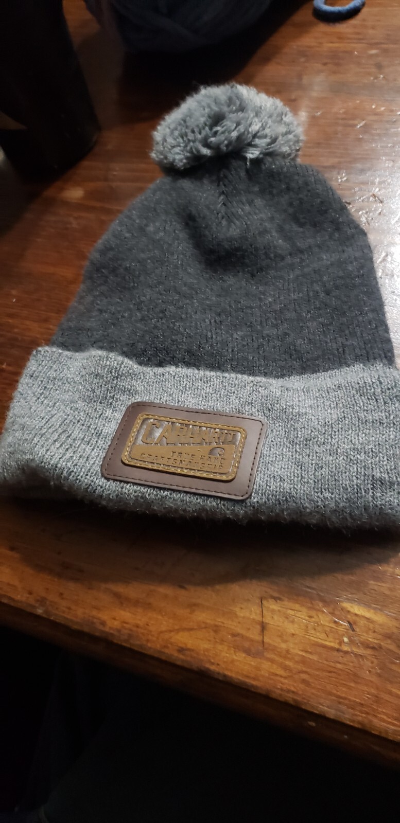 Carhartt Beanie Hat gray/Gray Knit with Pom Hat