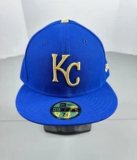 Kansas City Royals New Era 2017 ALT Gold logo Cap 7 3/8 Blue Fitted Hat MLB