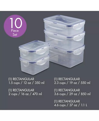 Easy Essentials Rectangular 10 Pc. Food Storage Set, LocknLock 