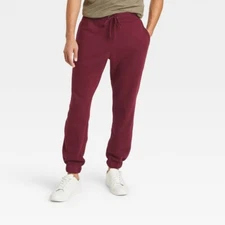 Goodfellow & Co Mens Burgundy Cotton Fleece Jogger Pants Drawstring Size  XXL
