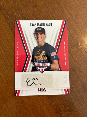 Evan Maldonado 2019 USA Baseball Stars Stripes Auto 16U-EM National Team /25