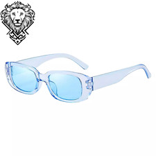 Blue Luxury Womens Eyewear Small Frame Rectangle UV400 Trendy Sunglasses