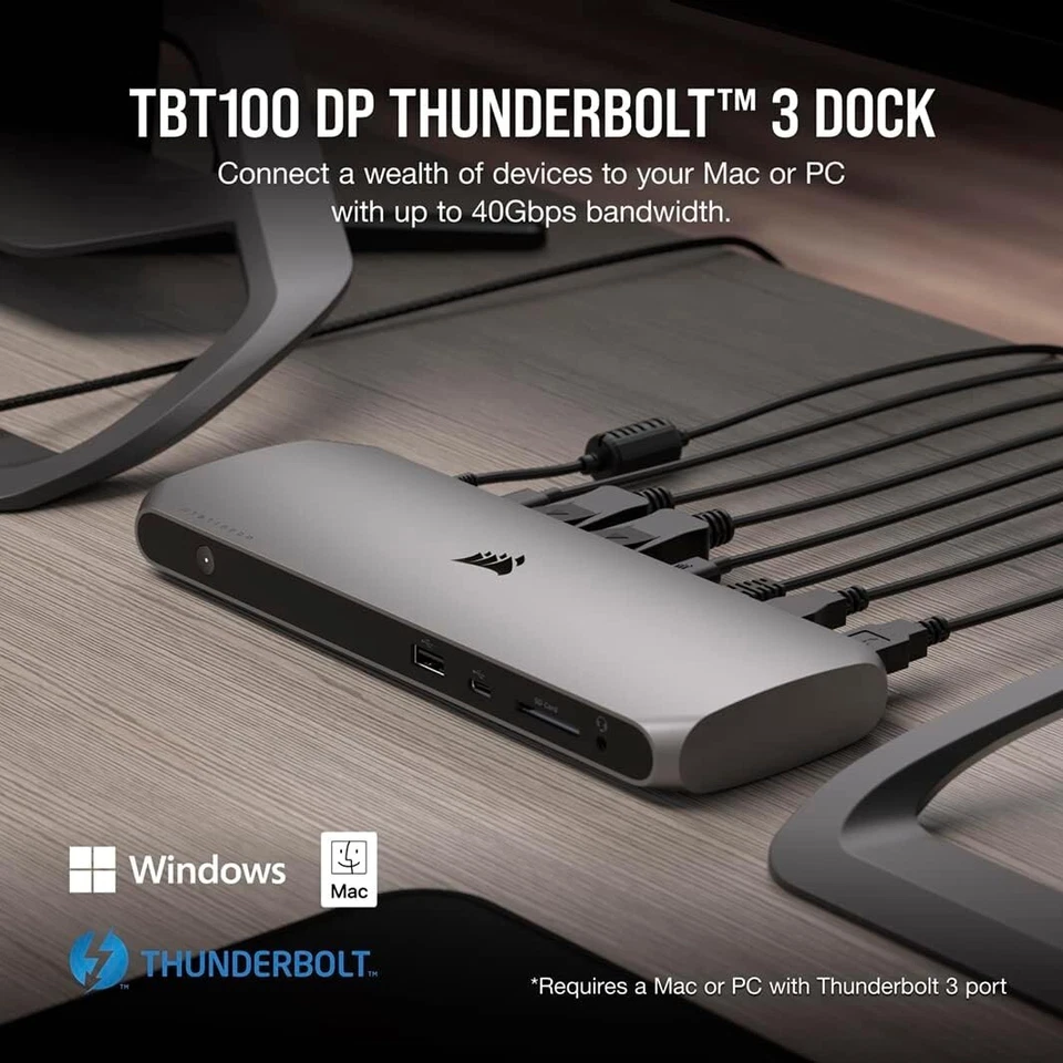 Corsair TBT100 DP Thunderbolt 3 with DisplayPort Docking Station (CU-9000006-AU) - image 3 of 4