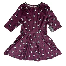 Unique Vintage Dress Corpse Bride Size XL/14 Wine & Flying Skulls NWT N3