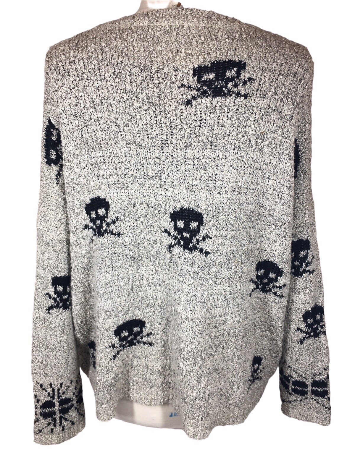 M. Frederic Black Skull Crossbones Pattern Knit C… - image 3