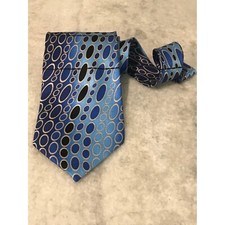 Enrico Capucci Tie Mens Blue Silk Business Formal Wedding Art Deco Hand Made