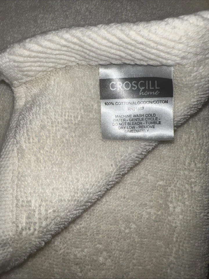 Toalla de mano vintage de lujo Croscill marfil crema con flecos dorados- Foto 3 de 3