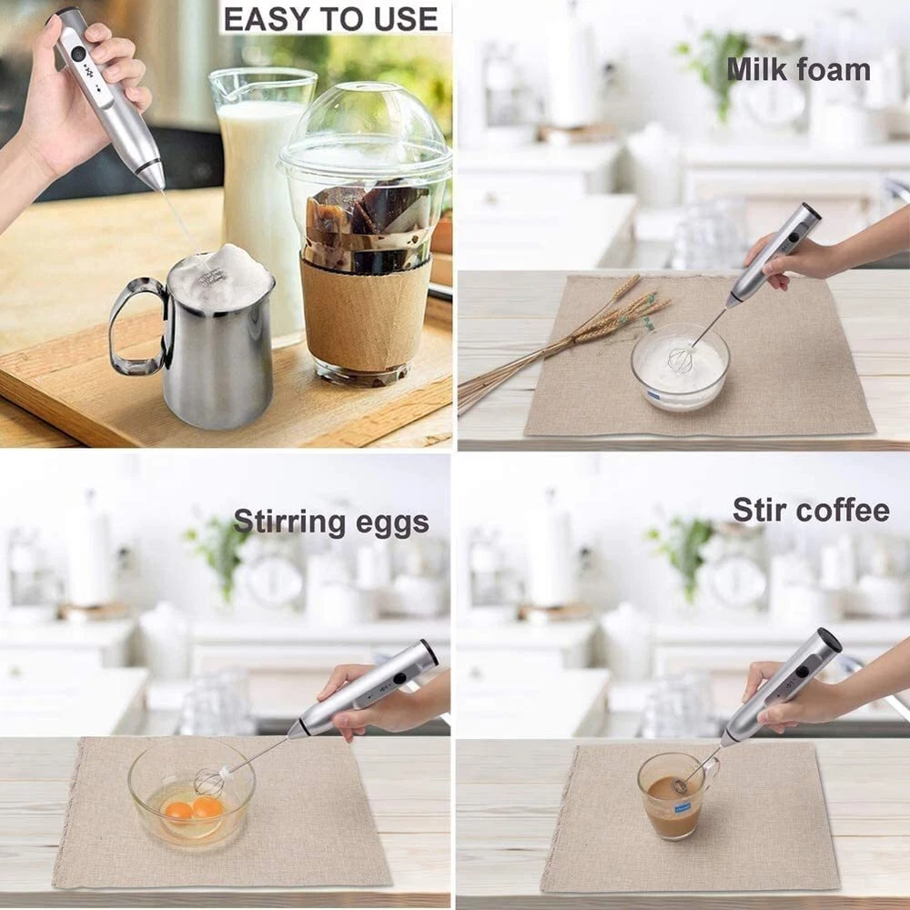 Milk Frother Handheld, USB Rechargeable Foam Maker Electric Milk Foamer Egg B...